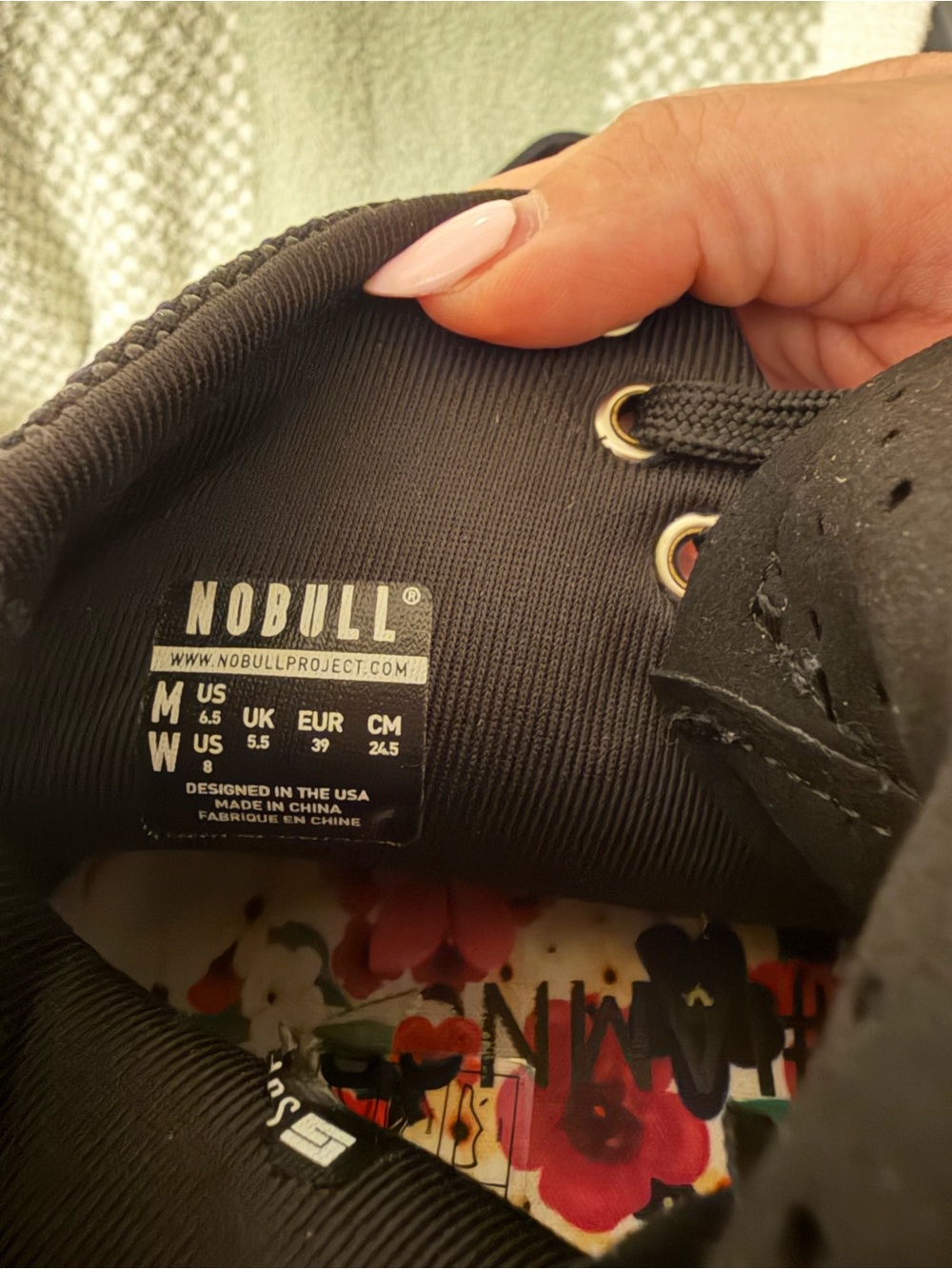 NOBULL Women's Black High-Top Training Shoes with Floral Midsole - Picture 3 of 6